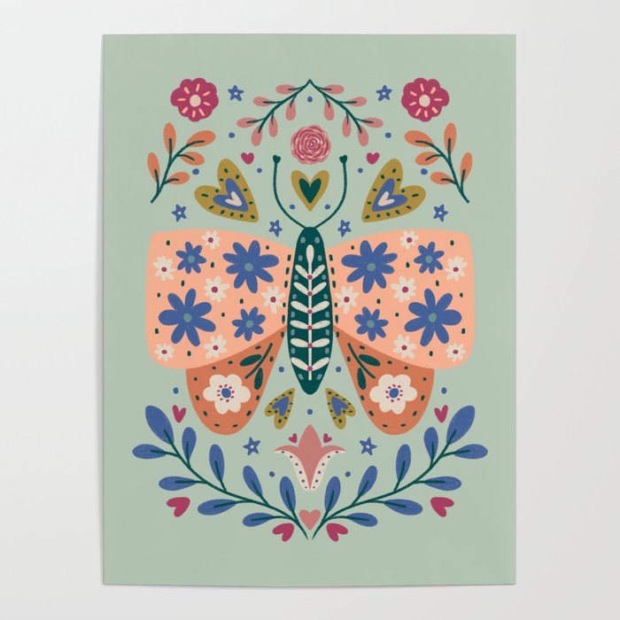 Colorful Folk Butterfly  Poster Gallery Image 4