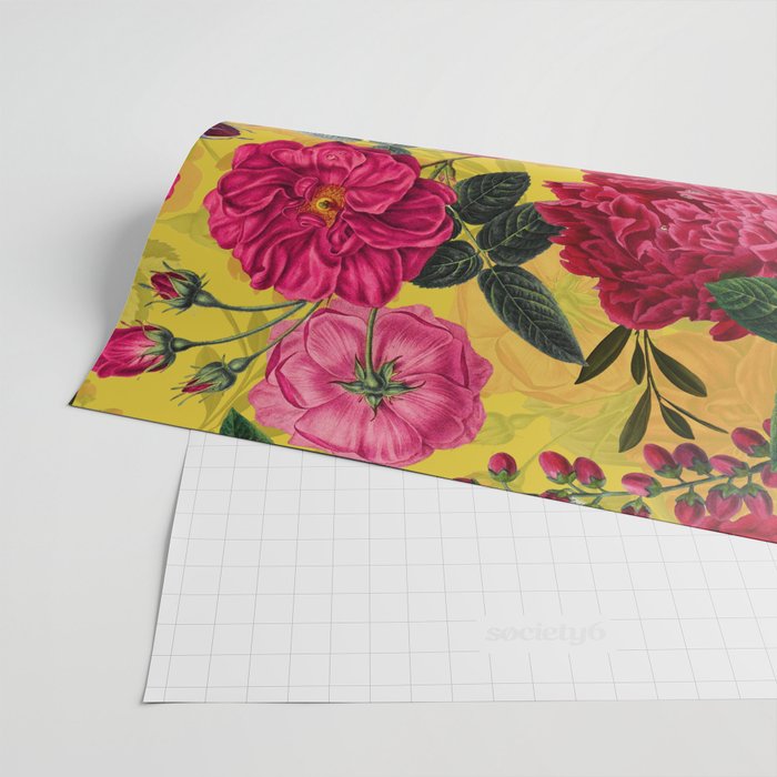 Vintage & Shabby Chic - Summer Tropical Roses Flower Garden Wrapping Paper Gallery Image 2