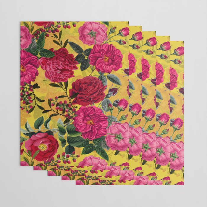 Vintage & Shabby Chic - Summer Tropical Roses Flower Garden Wrapping Paper Gallery Image 3