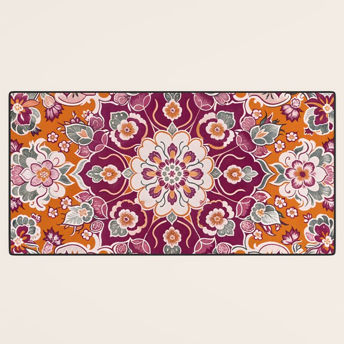 Ruby and Spice Floral Mandala Desk Mat Gallery Image 3