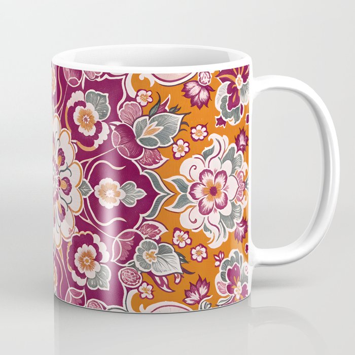 Ruby and Spice Floral Mandala Coffee Mug Gallery Image 1