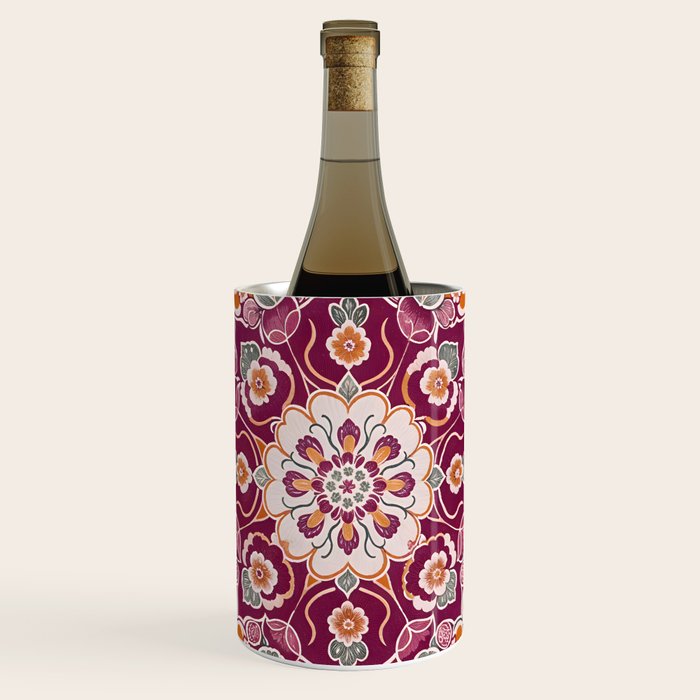 Ruby and Spice Floral Mandala Wine Chiller Gallery Image 1