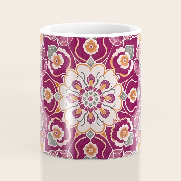 Ruby and Spice Floral Mandala Coffee Mug Gallery Image 4