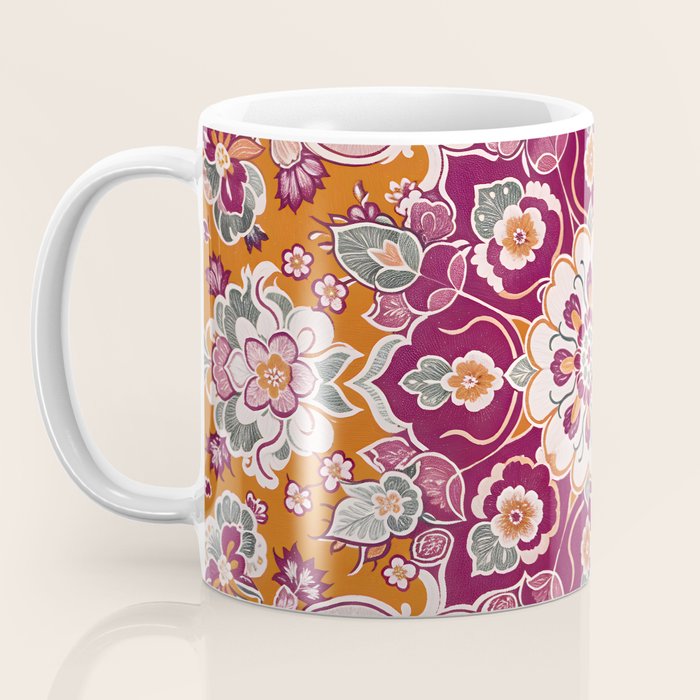 Ruby and Spice Floral Mandala Coffee Mug Gallery Image 3
