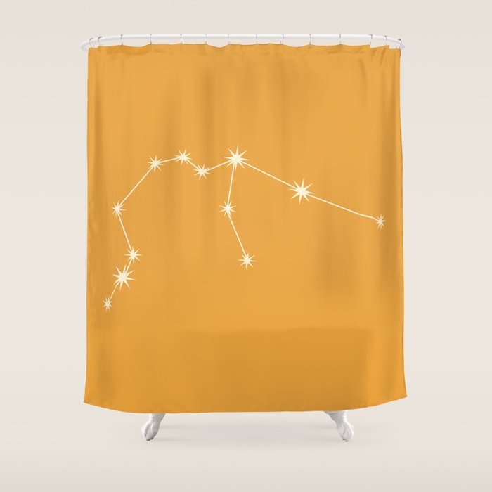 Aquarius Zodiac Star Constellation Line Art Peach Orange Shower Curtain Gallery Image 1