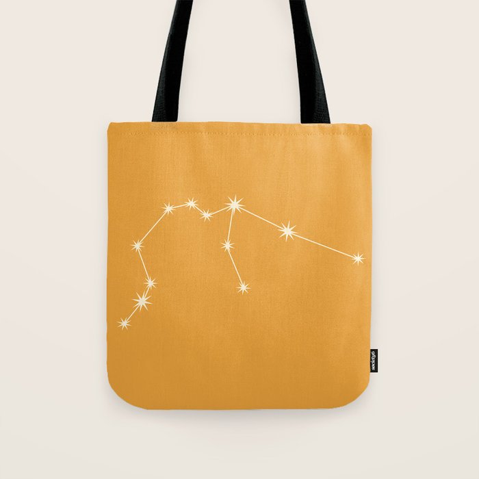 Aquarius Zodiac Star Constellation Line Art Peach Orange Tote Bag Gallery Image 1