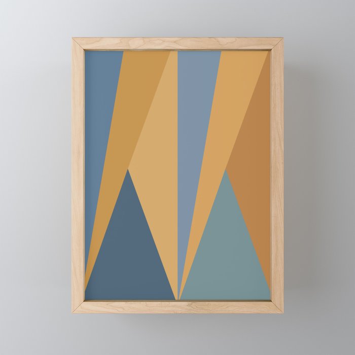 Geometric Triangles IX Blue and Orange Mini Art Print Gallery Image 1
