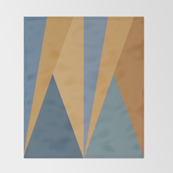 Geometric Triangles IX Blue and Orange Throw Blanket Gallery Image 2
