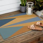 Geometric Triangles IX Blue and Orange Outdoor Rug Gallery Image 2