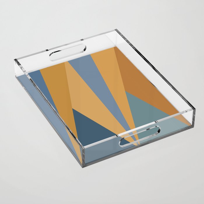 Geometric Triangles IX Blue and Orange Acrylic Tray Gallery Image 1