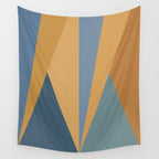 Geometric Triangles IX Blue and Orange Wall Tapestry Gallery Image 4