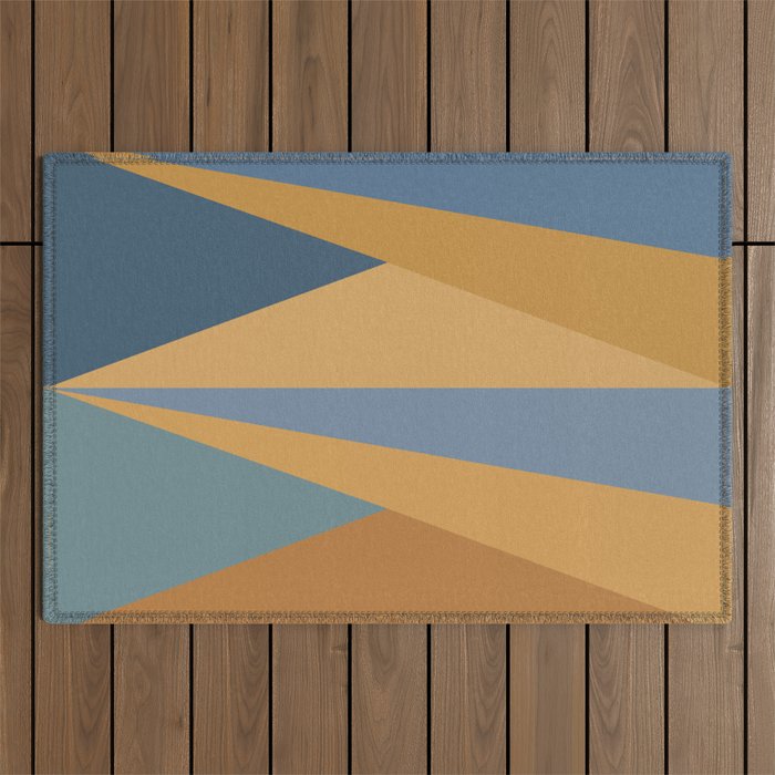 Geometric Triangles IX Blue and Orange Outdoor Rug Gallery Image 1