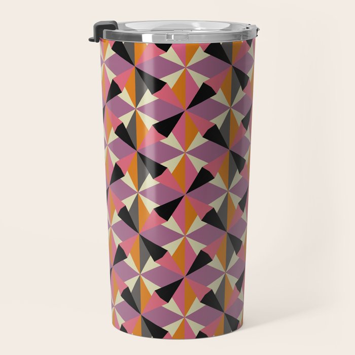 Geometric Color Utopia orange, lilac, gray, cream and black Travel Mug Gallery Image 3