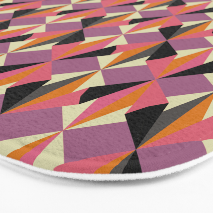 Geometric Color Utopia orange, lilac, gray, cream and black Bath Mat Gallery Image 3