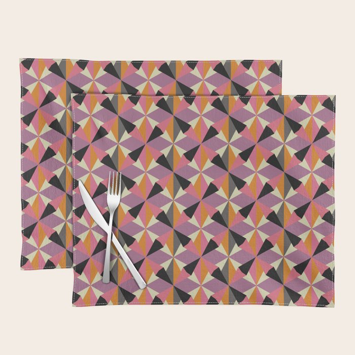Geometric Color Utopia orange, lilac, gray, cream and black Placemat Gallery Image 1