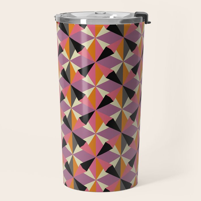 Geometric Color Utopia orange, lilac, gray, cream and black Travel Mug Gallery Image 2
