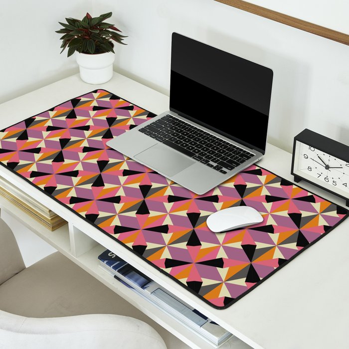 Geometric Color Utopia orange, lilac, gray, cream and black Desk Mat Gallery Image 2