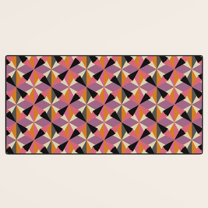 Geometric Color Utopia orange, lilac, gray, cream and black Desk Mat Gallery Image 3