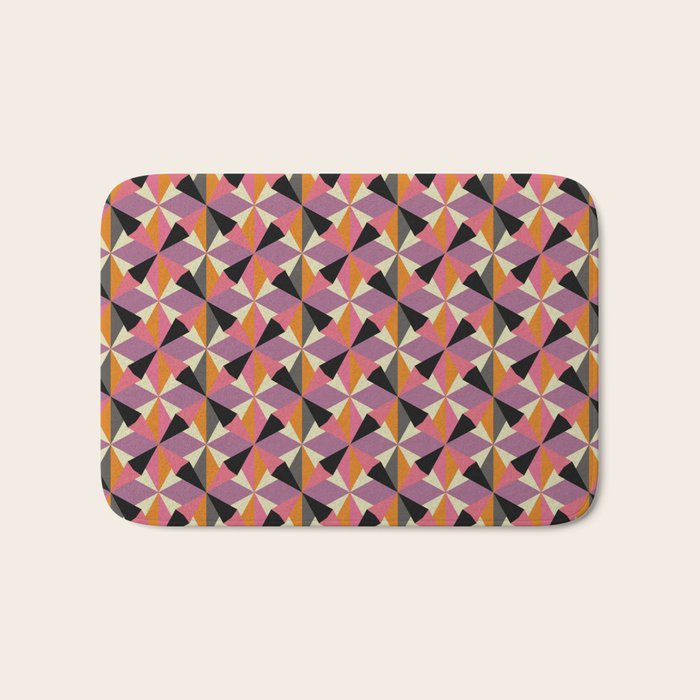 Geometric Color Utopia orange, lilac, gray, cream and black Bath Mat Gallery Image 1