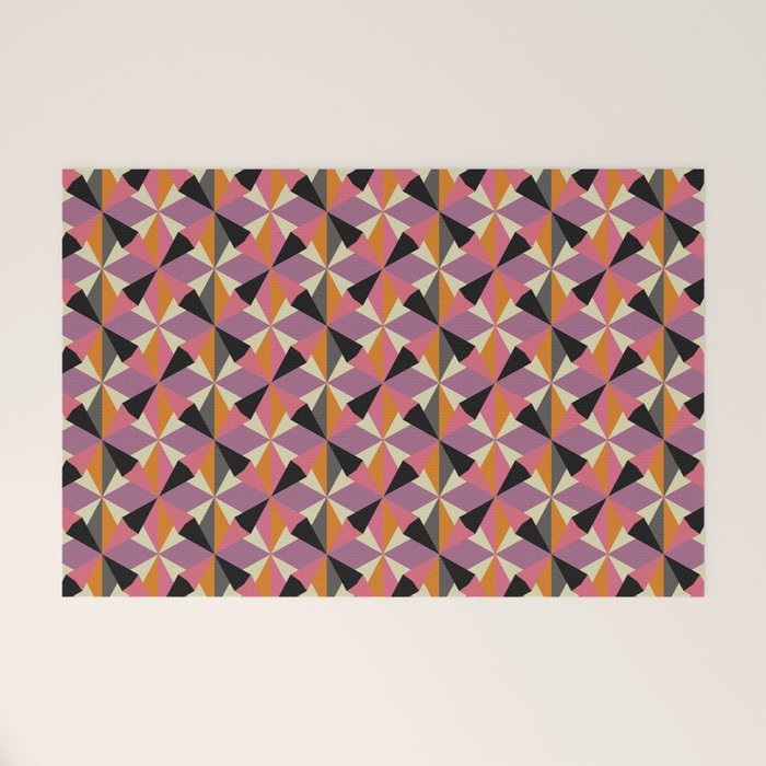 Geometric Color Utopia orange, lilac, gray, cream and black Welcome Mat Gallery Image 1