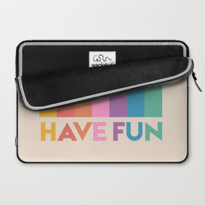 Vintage Rainbow Have Fun Text Laptop Sleeve Gallery Image 2