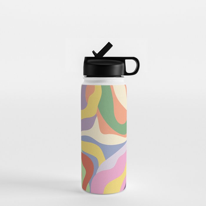 Retro Colorful Swirl Pattern Water Bottle Gallery Image 1