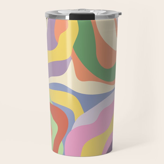 Retro Colorful Swirl Pattern Travel Mug Gallery Image 1