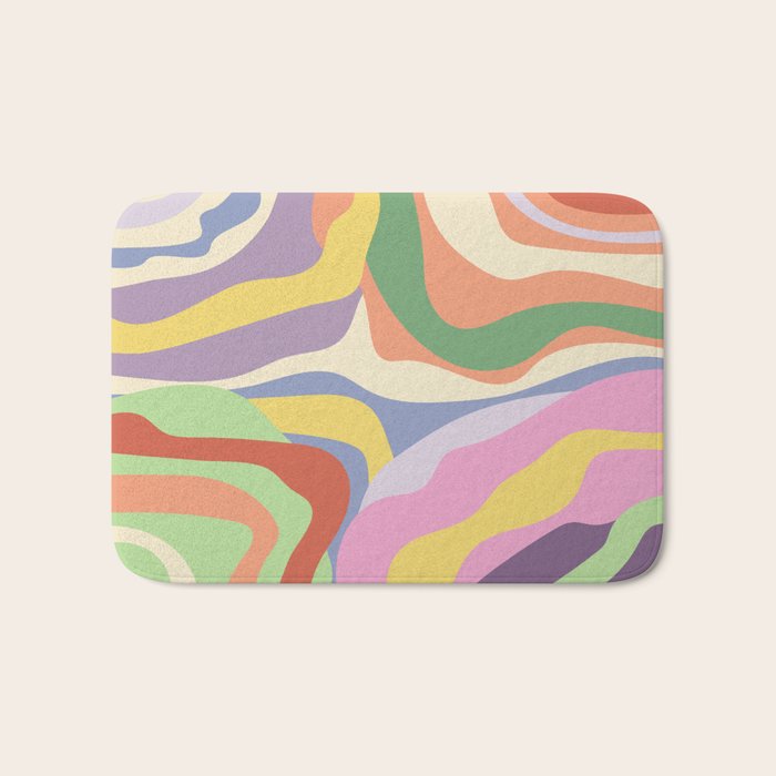 Retro Colorful Swirl Pattern Bath Mat Gallery Image 1