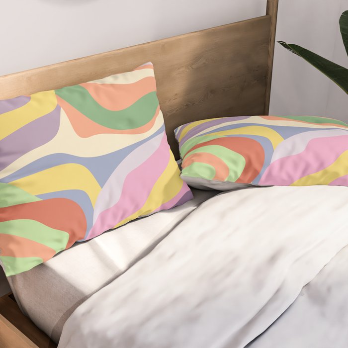 Retro Colorful Swirl Pattern Pillow Sham Gallery Image 2