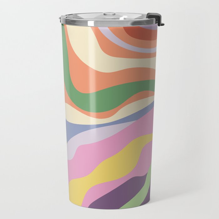 Retro Colorful Swirl Pattern Travel Mug Gallery Image 2