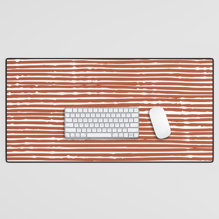 Rustic, Abstract Stripes Pattern in Terracotta Desk Mat Gallery Image 1