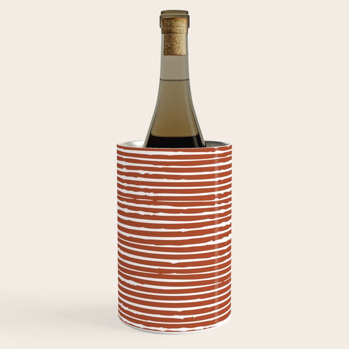 Rustic, Abstract Stripes Pattern in Terracotta Wine Chiller Gallery Image 1