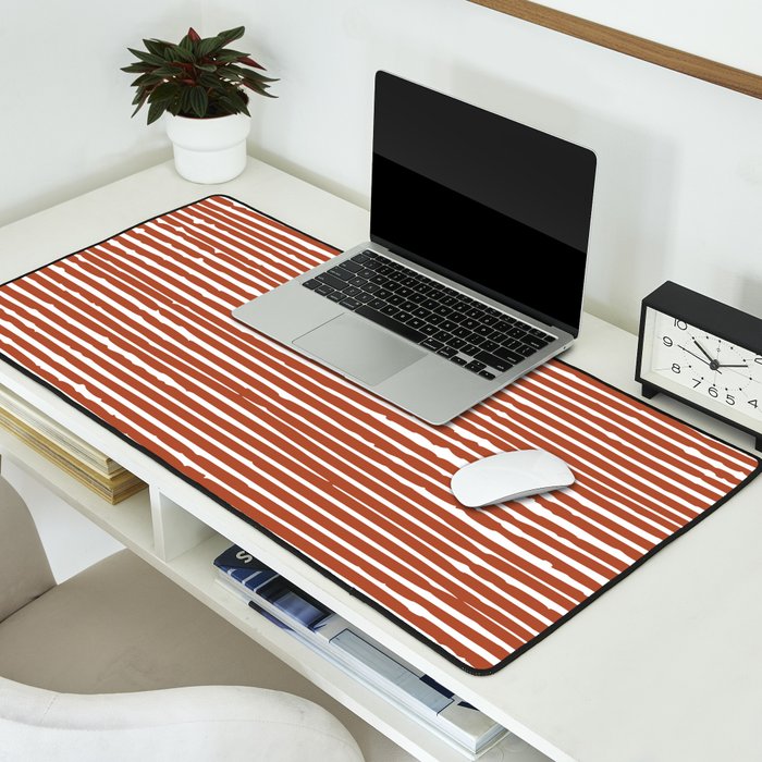Rustic, Abstract Stripes Pattern in Terracotta Desk Mat Gallery Image 2