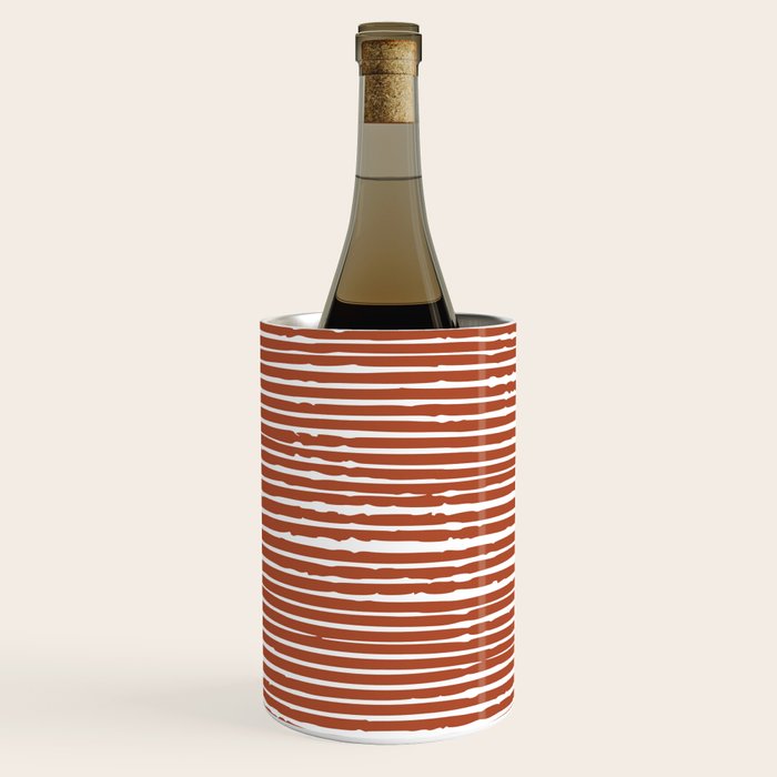 Rustic, Abstract Stripes Pattern in Terracotta Wine Chiller Gallery Image 3
