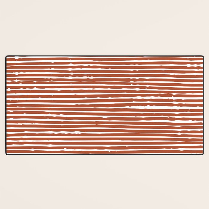 Rustic, Abstract Stripes Pattern in Terracotta Desk Mat Gallery Image 3