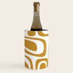 Palm Springs Midcentury Modern Abstract Pattern in Mustard Gold and White Wine Chiller Gallery Image 1