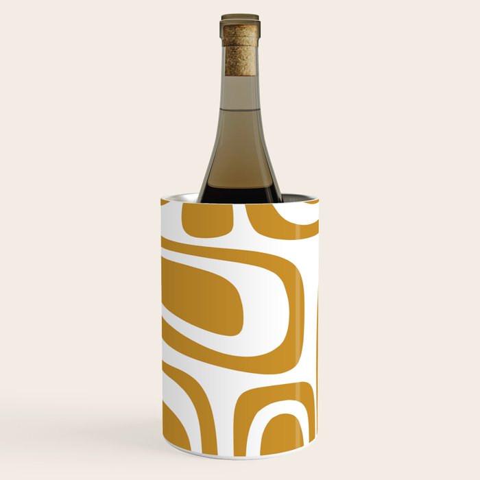 Palm Springs Midcentury Modern Abstract Pattern in Mustard Gold and White Wine Chiller Gallery Image 1
