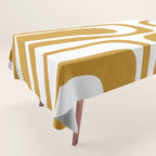 Palm Springs Midcentury Modern Abstract Pattern in Mustard Gold and White Tablecloth Gallery Image 1