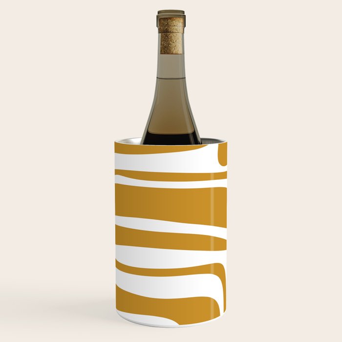 Palm Springs Midcentury Modern Abstract Pattern in Mustard Gold and White Wine Chiller Gallery Image 2