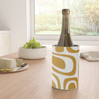 Palm Springs Midcentury Modern Abstract Pattern in Mustard Gold and White Wine Chiller Gallery Image 4