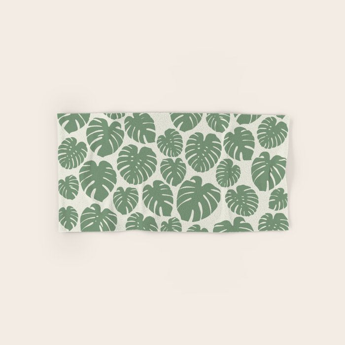Monstera - Green Bath Towel Gallery Image 1