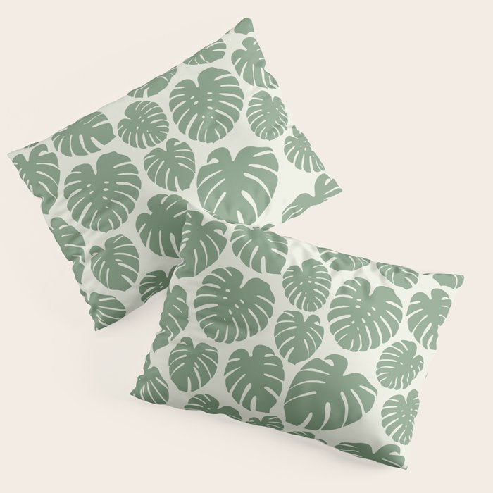 Monstera - Green Pillow Sham Gallery Image 3