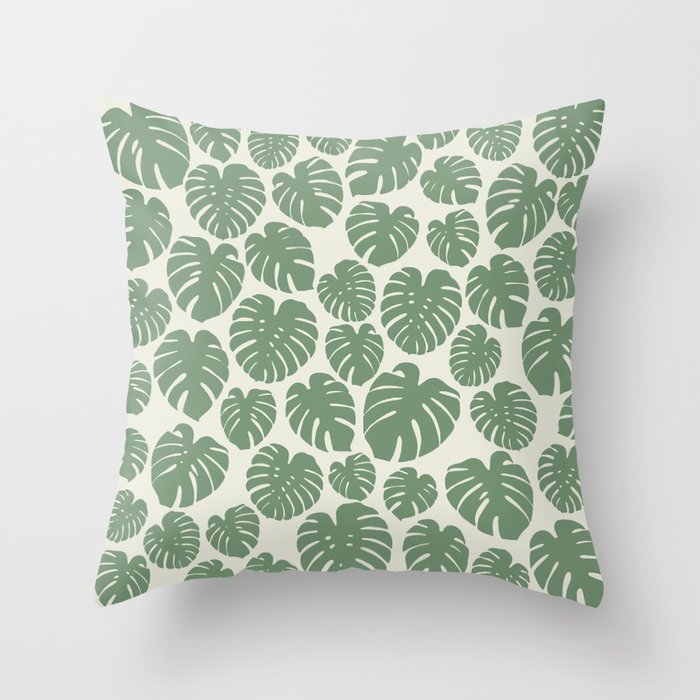 Monstera - Green Throw Pillow Gallery Image 1