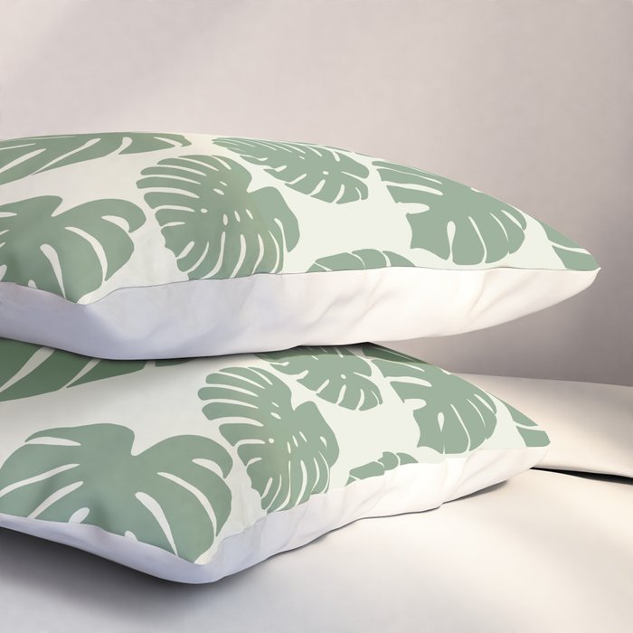 Monstera - Green Pillow Sham Gallery Image 3