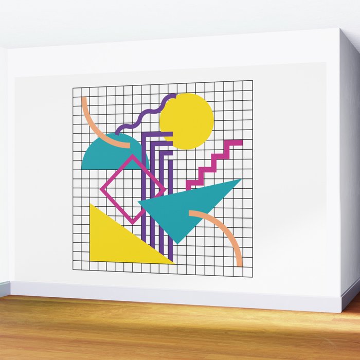 Memphis Pattern - 80s Retro White Wall Mural Gallery Image 2