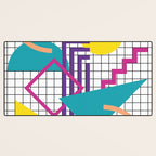 Memphis Pattern - 80s Retro White Desk Mat Gallery Image 3