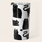 Funny black cat animal cartoon pattern Travel Mug Gallery Image 3