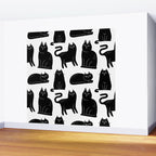 Funny black cat animal cartoon pattern Wall Mural Gallery Image 2