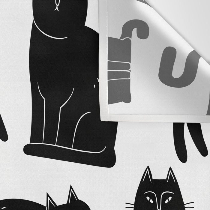 Funny black cat animal cartoon pattern Wall Tapestry Gallery Image 3