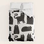 Funny black cat animal cartoon pattern Comforter Gallery Image 6